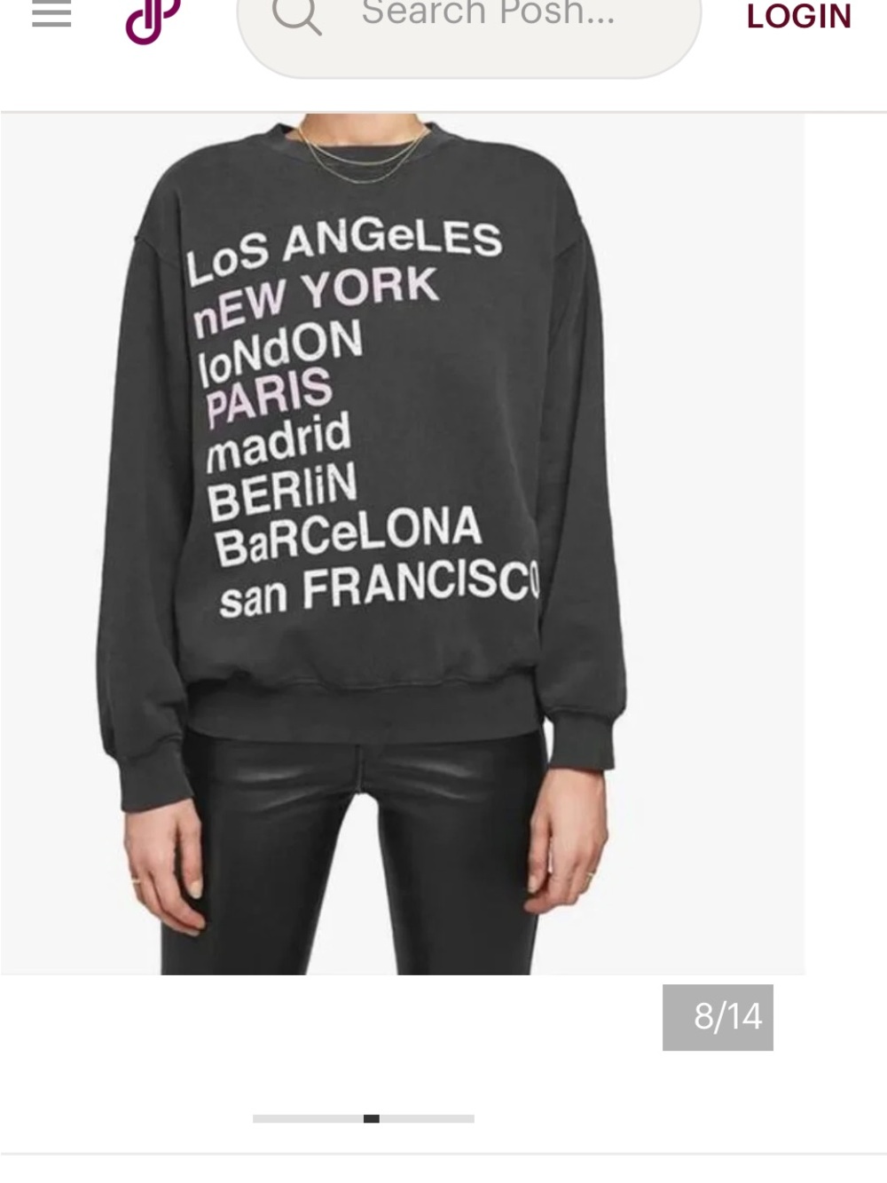 Anine Bing Charcoal Gray City-Print Crewneck Sweatshirt XS